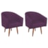 Kit 2 Poltronas Decorativa Jade Design Moderno Sala de Estar Quarto Escritório Confortável Luxo Pés Palito Suede Roxo