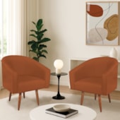 Kit 2 Poltronas Decorativa Jade Design Moderno Sala de Estar Quarto Escritório Confortável Luxo Pés Palito Suede Terracota