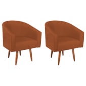 Kit 2 Poltronas Decorativa Jade Design Moderno Sala de Estar Quarto Escritório Confortável Luxo Pés Palito Suede Terracota