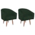 Kit 2 Poltronas Decorativa Jade Design Moderno Sala de Estar Quarto Escritório Confortável Luxo Pés Palito Suede Verde