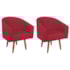Kit 2 Poltronas Decorativa Jade Design Moderno Sala de Estar Quarto Escritório Confortável Luxo Pés Palito Suede Vermelho