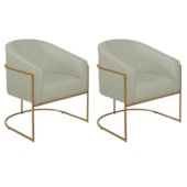 Kit 2 Poltronas Decorativa Jade Moderno Escritório Confortável Luxo Base de ferro Dourado Bouclé Verde Oliva