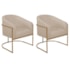 Kit 2 Poltronas Decorativa Jade Moderno Escritório Confortável Luxo Base de ferro Preto Linho Bege