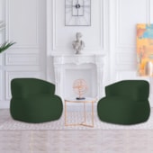Kit 2 Poltronas Decorativa Sala de Estar Recepção Suiça Linho Verde - Amarena Móveis