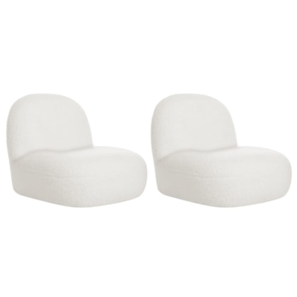 Kit 2 Poltronas Decorativas Amsterdã Bouclé Branco