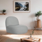 Kit 2 Poltronas Decorativas Amsterdã Bouclé Cinza