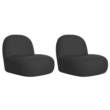 Kit 2 Poltronas Decorativas Amsterdã Bouclé Preto - Amarena Móveis