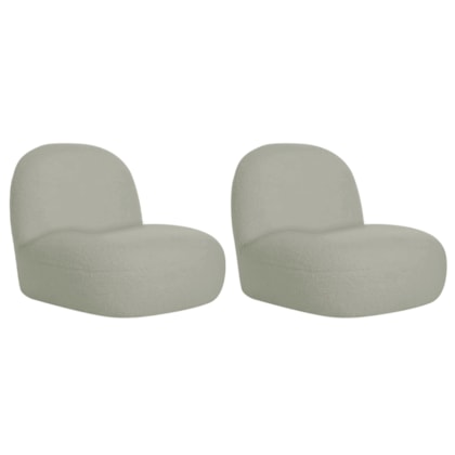Kit 2 Poltronas Decorativas Amsterdã Bouclé Verde Oliva