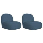Kit 2 Poltronas Decorativas Amsterdã Linho Azul Royal