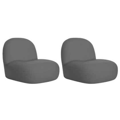 Kit 2 Poltronas Decorativas Amsterdã Linho Cinza Escuro