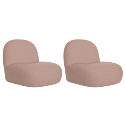 Kit 2 Poltronas Decorativas Amsterdã Linho Rose