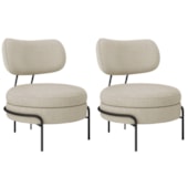 Kit 2 Poltronas Decorativas Luxo Moderna Sala de Estar Recepção Mimo Bouclé Bege