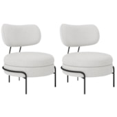 Kit 2 Poltronas Decorativas Luxo Moderna Sala de Estar Recepção Mimo Bouclé Branco