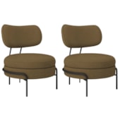 Kit 2 Poltronas Decorativas Luxo Moderna Sala de Estar Recepção Mimo Bouclé Caramelo