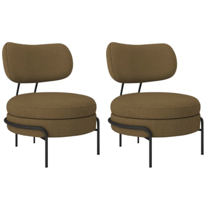 Kit 2 Poltronas Decorativas Luxo Moderna Sala de Estar Recepção Mimo Bouclé Caramelo
