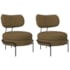 Kit 2 Poltronas Decorativas Luxo Moderna Sala de Estar Recepção Mimo Bouclé Caramelo
