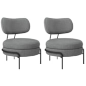 Kit 2 Poltronas Decorativas Luxo Moderna Sala de Estar Recepção Mimo Bouclé Cinza