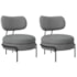 Kit 2 Poltronas Decorativas Luxo Moderna Sala de Estar Recepção Mimo Bouclé Cinza