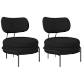 Kit 2 Poltronas Decorativas Luxo Moderna Sala de Estar Recepção Mimo Bouclé Preto