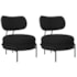 Kit 2 Poltronas Decorativas Luxo Moderna Sala de Estar Recepção Mimo Bouclé Preto