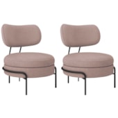 Kit 2 Poltronas Decorativas Luxo Moderna Sala de Estar Recepção Mimo Bouclé Rosê
