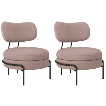 Kit 2 Poltronas Decorativas Luxo Moderna Sala de Estar Recepção Mimo Bouclé Rosê
