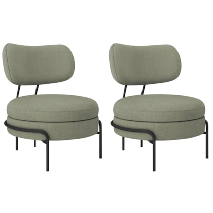 Kit 2 Poltronas Decorativas Luxo Moderna Sala de Estar Recepção Mimo Bouclé Verde Oliva