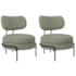 Kit 2 Poltronas Decorativas Luxo Moderna Sala de Estar Recepção Mimo Bouclé Verde Oliva