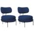 Kit 2 Poltronas Decorativas Luxo Moderna Sala de Estar Recepção Mimo Linho Azul Royal