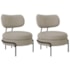 Kit 2 Poltronas Decorativas Luxo Moderna Sala de Estar Recepção Mimo Linho Bege