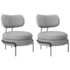 Kit 2 Poltronas Decorativas Luxo Moderna Sala de Estar Recepção Mimo Linho Cinza Claro