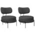 Kit 2 Poltronas Decorativas Luxo Moderna Sala de Estar Recepção Mimo Linho Cinza Escuro