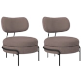 Kit 2 Poltronas Decorativas Luxo Moderna Sala de Estar Recepção Mimo Linho Rosê