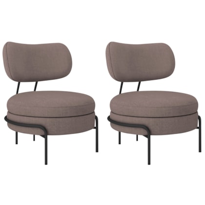 Kit 2 Poltronas Decorativas Luxo Moderna Sala de Estar Recepção Mimo Linho Rosê