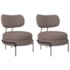 Kit 2 Poltronas Decorativas Luxo Moderna Sala de Estar Recepção Mimo Linho Rosê