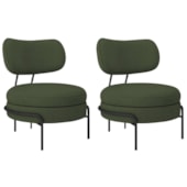 Kit 2 Poltronas Decorativas Luxo Moderna Sala de Estar Recepção Mimo Linho Verde