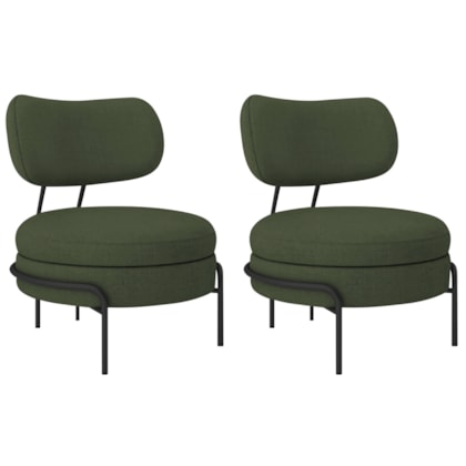 Kit 2 Poltronas Decorativas Luxo Moderna Sala de Estar Recepção Mimo Linho Verde