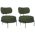 Kit 2 Poltronas Decorativas Luxo Moderna Sala de Estar Recepção Mimo Linho Verde