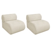 Kit 2 Poltronas Decorativas Orgânica Escritório Recepção Sala Virgínia Bouclé Bege - Amarena Móveis