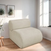 Kit 2 Poltronas Decorativas Orgânica Escritório Recepção Sala Virgínia Bouclé Bege - Amarena Móveis