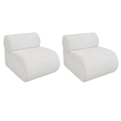 Kit 2 Poltronas Decorativas Orgânica Escritório Recepção Sala Virgínia Bouclé Branco - Amarena Móveis