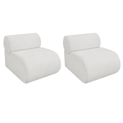 Kit 2 Poltronas Decorativas Orgânica Escritório Recepção Sala Virgínia Bouclé Branco - Amarena Móveis