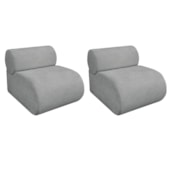 Kit 2 Poltronas Decorativas Orgânica Escritório Recepção Sala Virgínia Bouclé Cinza - Amarena Móveis
