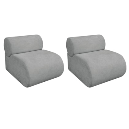 Kit 2 Poltronas Decorativas Orgânica Escritório Recepção Sala Virgínia Bouclé Cinza - Amarena Móveis
