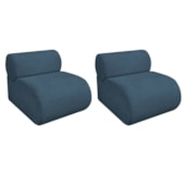 Kit 2 Poltronas Decorativas Orgânica Escritório Recepção Sala Virgínia Linho Azul Royal - Amarena Móveis