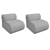 Kit 2 Poltronas Decorativas Orgânica Escritório Recepção Sala Virgínia Linho Cinza Claro - Amarena Móveis