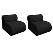 Kit 2 Poltronas Decorativas Orgânica Escritório Recepção Sala Virgínia Linho Preto - Amarena Móveis