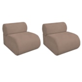 Kit 2 Poltronas Decorativas Orgânica Escritório Recepção Sala Virgínia Linho Rose - Amarena Móveis