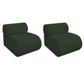 Kit 2 Poltronas Decorativas Orgânica Escritório Recepção Sala Virgínia Linho Verde - Amarena Móveis