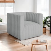 Kit 2 Poltronas Decorativas Sala de Estar Recepção Aurora Bouclé Cinza - Amarena Móveis